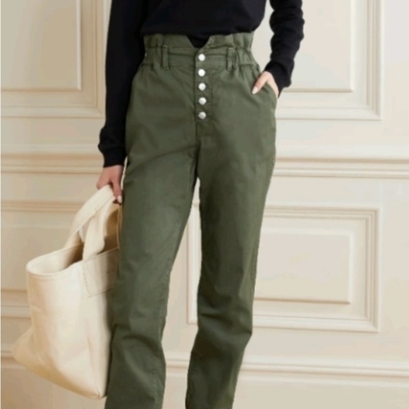 Veronica Beard Jeans Tedi Tapered High Rise Dark Olive Forest New Army Green - Picture 3 of 11
